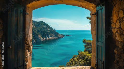 Beautiful Terrace View of the European Coastline. Italian Travel Concept.