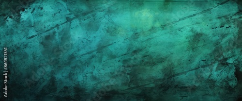 Dust scratches. Weathered overlay. Old film noise. Teal green black smeared dirt stains texture on dark worn grunge illustration abstract background.