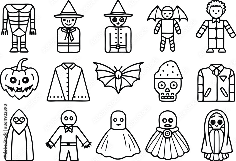 Halloween costumes icon set Halloween costumes icon set