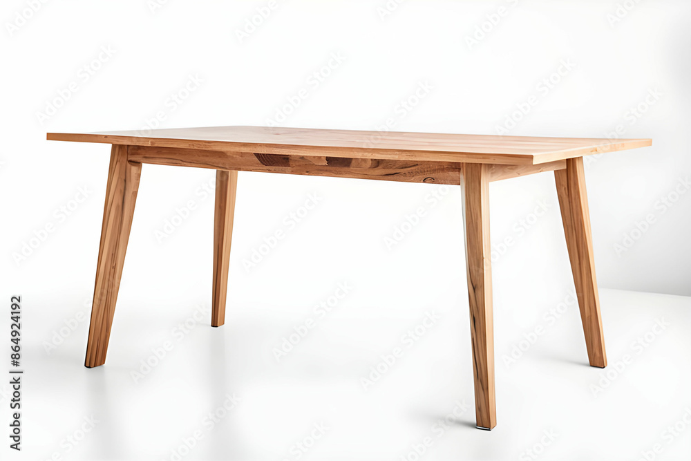 Wooden modern table isolated on white background. Kitchen dining table, front view. Wooden modern table isolated on white background. Kitchen dining table, front view.