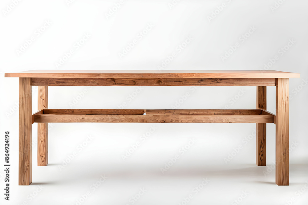 Wooden modern table isolated on white background. Kitchen dining table, front view. Wooden modern table isolated on white background. Kitchen dining table, front view.