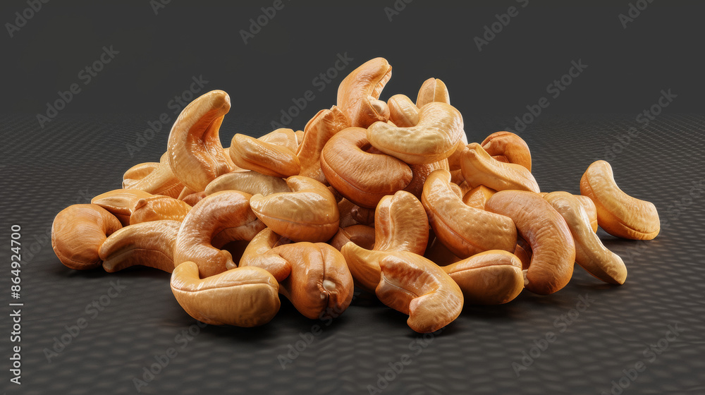 Fototapeta premium Roasted cashew nuts on a transparent background