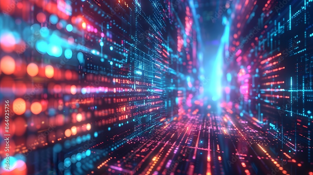 Futuristic Digital Code Wallpaper with Glowing Neon Lights and Abstract Geometric Patterns Futuristic Digital Code Wallpaper with Glowing Neon Lights and Abstract Geometric Patterns