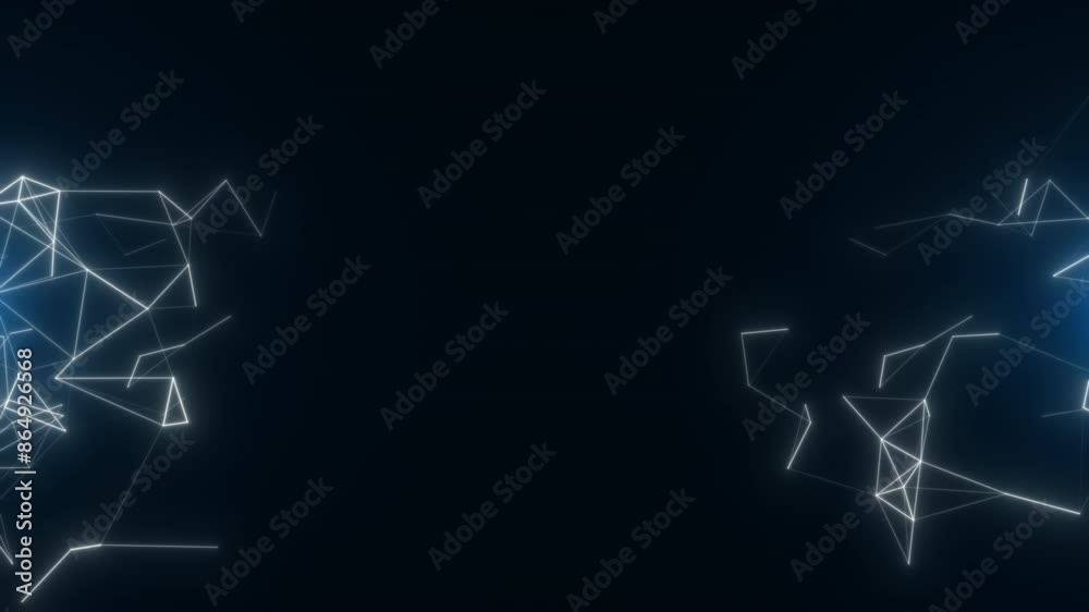 High-tech background of interlaced dots and lines on a black background. Abstract animation. High-tech background of interlaced dots and lines on a black background. Abstract animation.