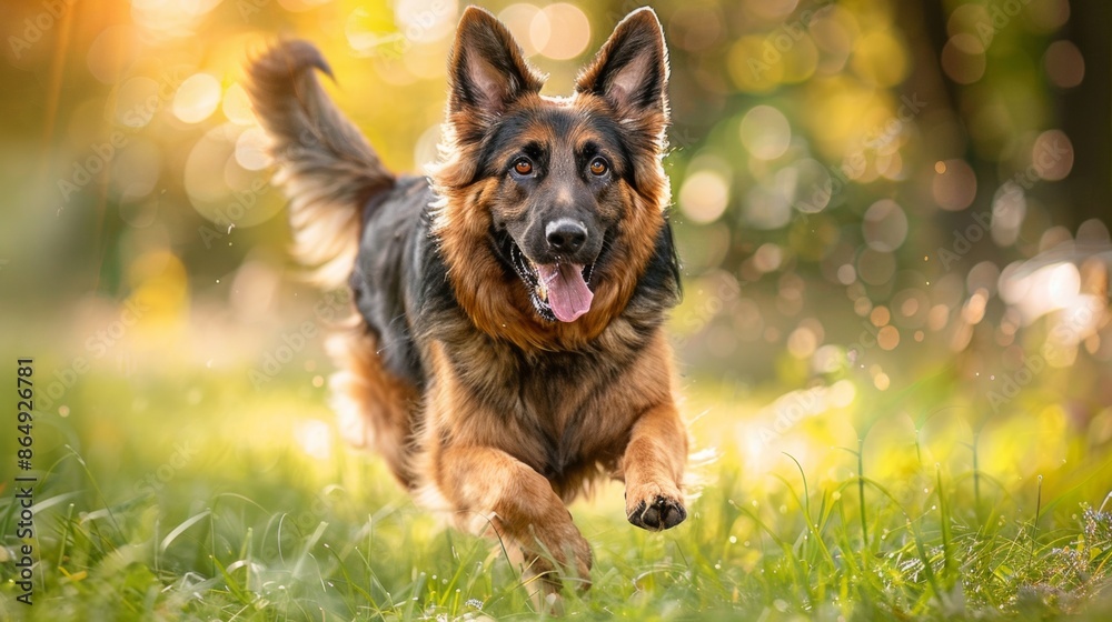 German Shepherd Dog Running in the Grass Field German Shepherd Dog Running in the Grass Field