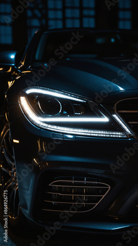 Close up of car headlight