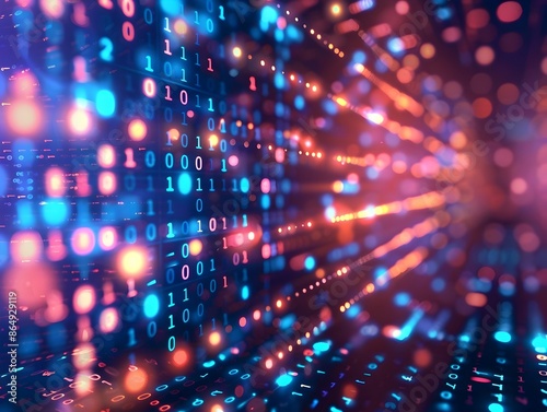 Wallpaper Mural Mesmerizing Digital Code Wallpaper with Vibrant Neon Patterns and Glowing Pixels Torontodigital.ca