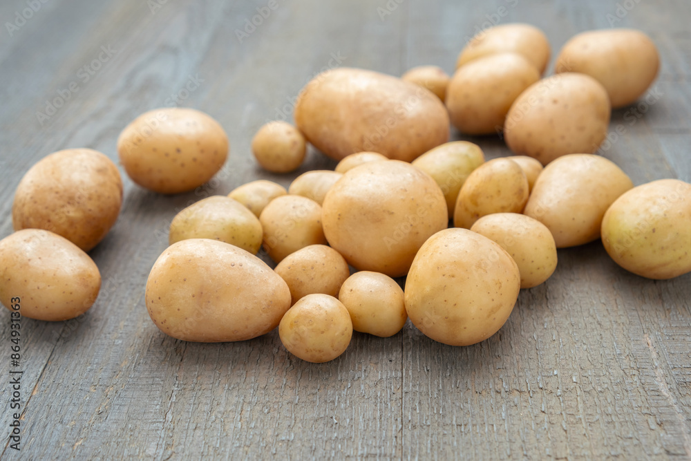 Fresh Potatoes on Wooden Table, Natural Rustic Setting, Organic Produce Photography Fresh Potatoes on Wooden Table, Natural Rustic Setting, Organic Produce Photography