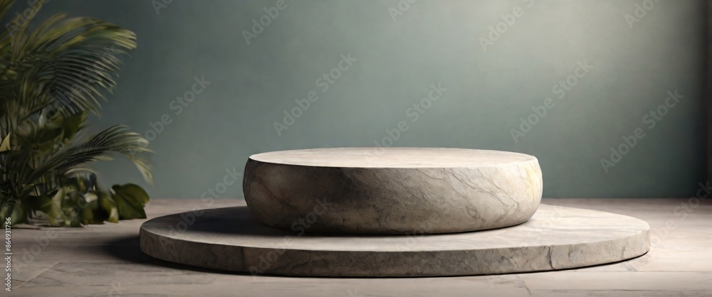 Stone podium for display product. Background for cosmetic product branding, identity and packaging inspiration Stone podium for display product. Background for cosmetic product branding, identity and packaging inspiration