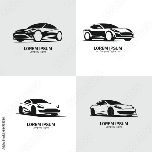 Set of Abstract Car silhouette logo icons, with a white background for your company, the automotive logo design ideas