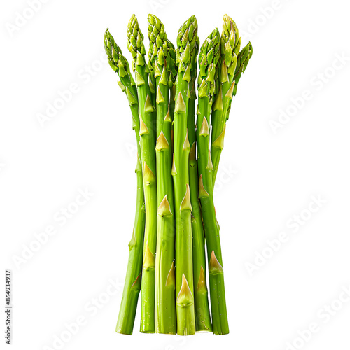 Fresh green asparagus spears  isolated on transparency background, PNG cut out. Perfect for culinary and healthy eating concepts.