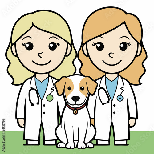 two-veterinarians-women-blond-thin-with-dog