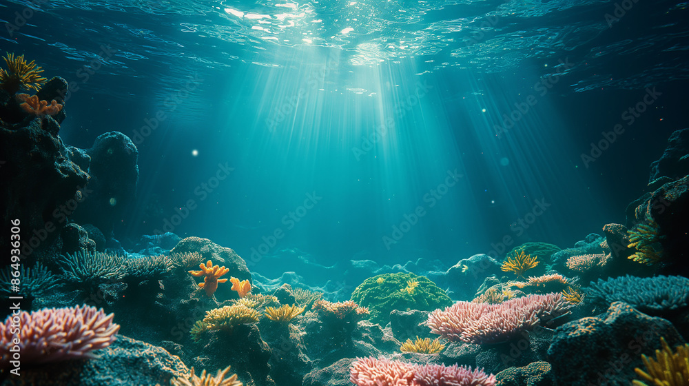 Fototapeta premium Underwater world with corals
