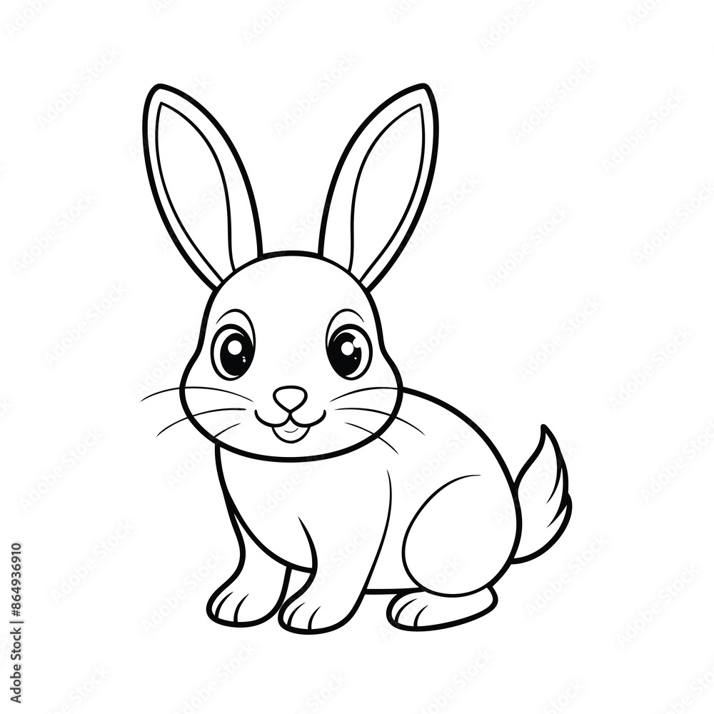 Fototapeta premium Cartoon Rabbit Sitting Vector Illustration