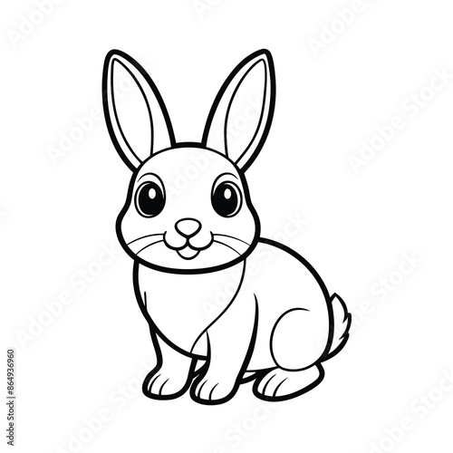 Cartoon Rabbit Sitting Vector Illustration