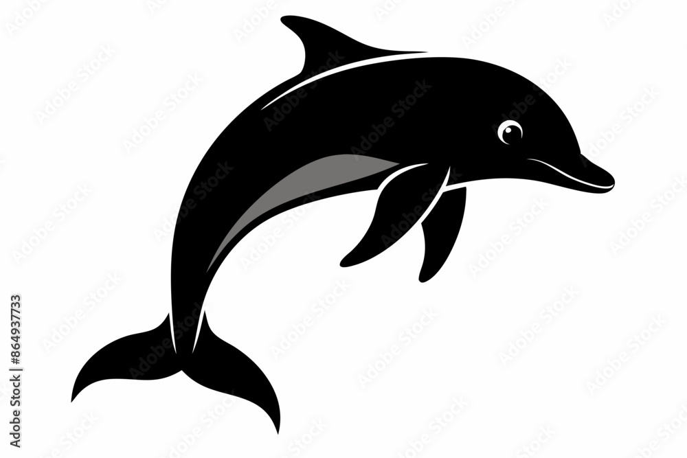 Fototapeta premium Dolphin fish silhouette vector, A Dolphin vector silhouette isolated on a white background