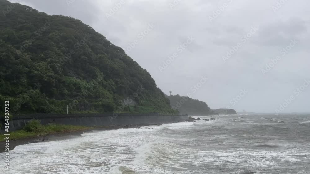 Rough Sea On Rugged Coast As Hurricane Approaches Land - Nanmadol Rough Sea On Rugged Coast As Hurricane Approaches Land - Nanmadol