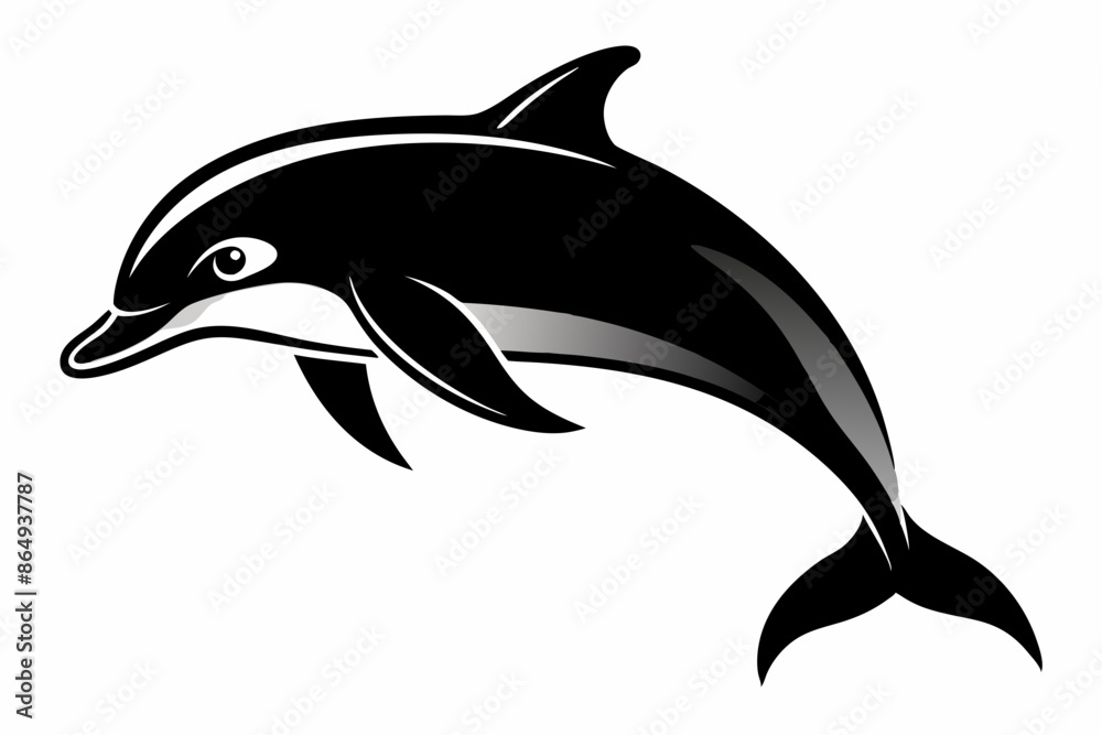 Fototapeta premium Dolphin fish silhouette vector, A Dolphin vector silhouette isolated on a white background