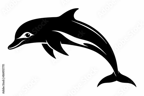 Dolphin fish silhouette vector, A Dolphin vector silhouette isolated on a white background