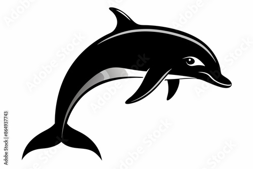 Dolphin fish silhouette vector, A Dolphin vector silhouette isolated on a white background