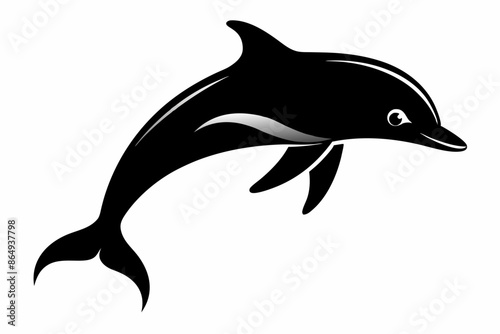 Dolphin fish silhouette vector, A Dolphin vector silhouette isolated on a white background