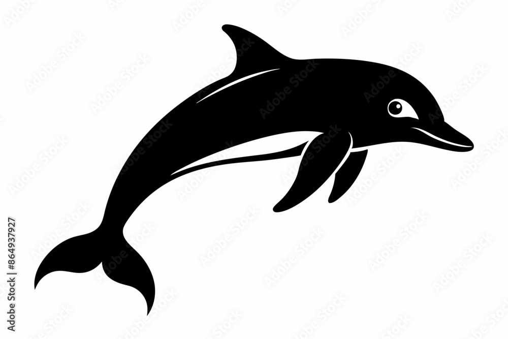 Fototapeta premium Dolphin fish silhouette vector, A Dolphin vector silhouette isolated on a white background