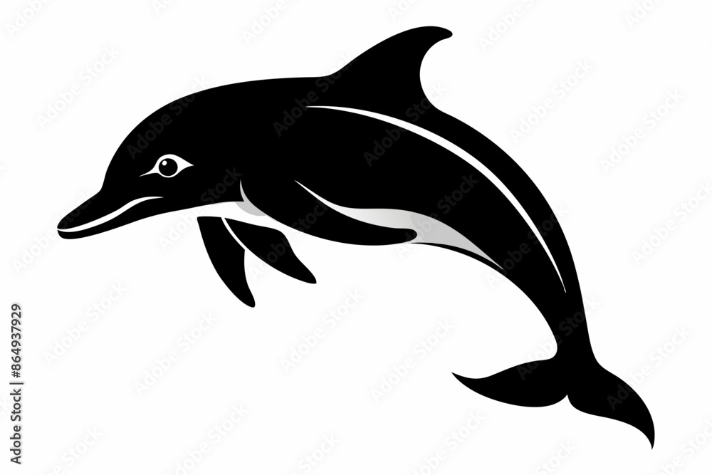 Dolphin fish silhouette vector, A Dolphin vector silhouette isolated on a white background Dolphin fish silhouette vector, A Dolphin vector silhouette isolated on a white background