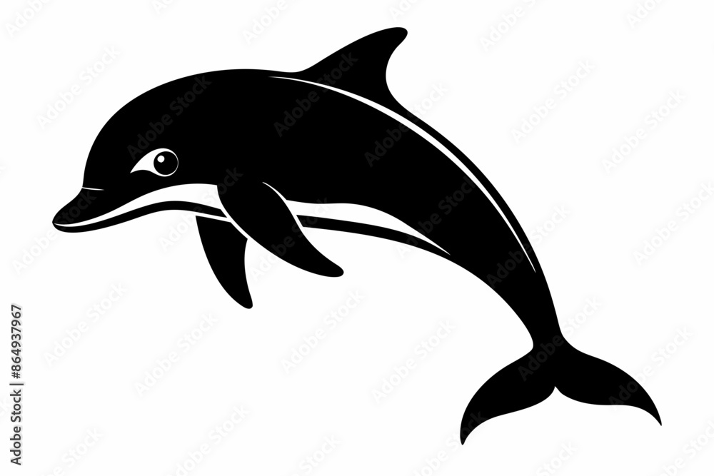 Naklejka premium Dolphin fish silhouette vector, A Dolphin vector silhouette isolated on a white background