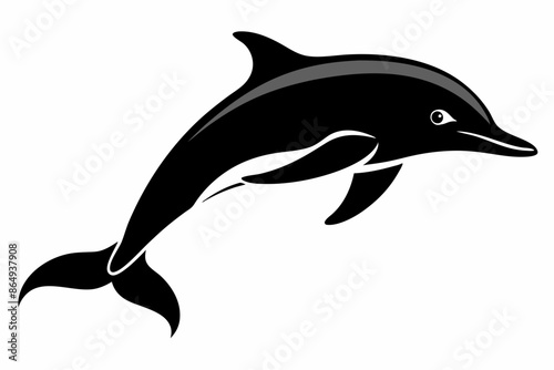 Dolphin fish silhouette vector, A Dolphin vector silhouette isolated on a white background