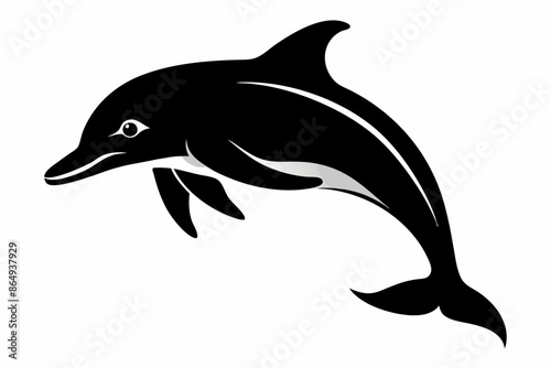 Dolphin fish silhouette vector, A Dolphin vector silhouette isolated on a white background