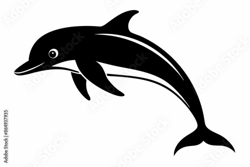 Dolphin fish silhouette vector, A Dolphin vector silhouette isolated on a white background