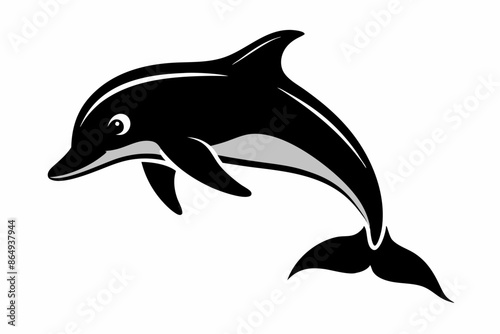 Dolphin fish silhouette vector, A Dolphin vector silhouette isolated on a white background