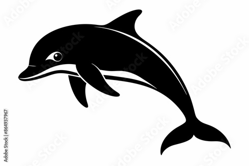 Dolphin fish silhouette vector, A Dolphin vector silhouette isolated on a white background