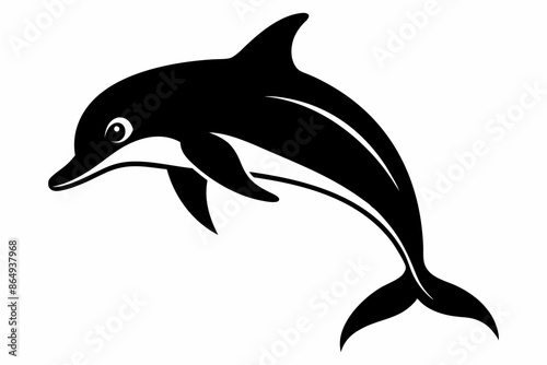 Dolphin fish silhouette vector, A Dolphin vector silhouette isolated on a white background