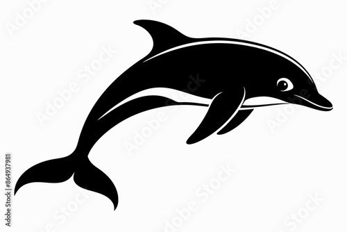 Dolphin fish silhouette vector, A Dolphin vector silhouette isolated on a white background