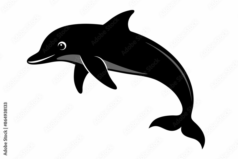 Naklejka premium Dolphin fish silhouette vector, A Dolphin vector silhouette isolated on a white background