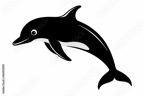 Dolphin fish silhouette vector, A Dolphin vector silhouette isolated on a white background