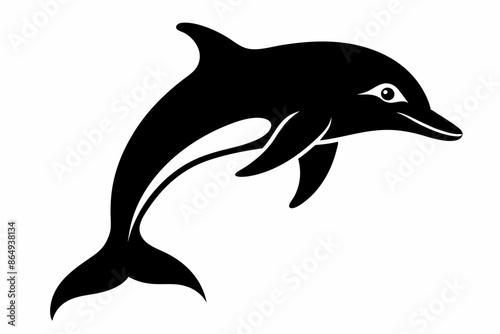Dolphin fish silhouette vector, A Dolphin vector silhouette isolated on a white background