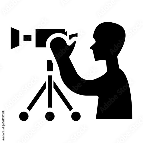 Camera Operator Vector Glyph Icon Design