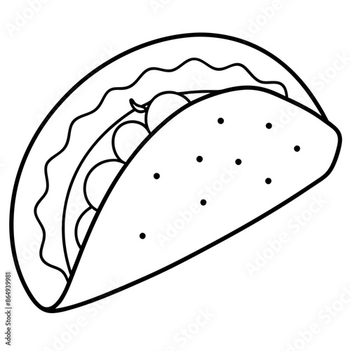 taco outline coloring book page line art illustration digital drawing