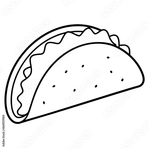 taco outline coloring book page line art illustration digital drawing