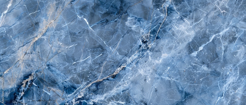 Fototapeta premium Panoramic close-up, high detail scan of Blue de Savoie marble material, Generative AI