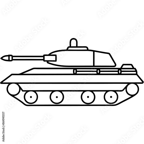 tank outline coloring book page line art illustration digital drawing