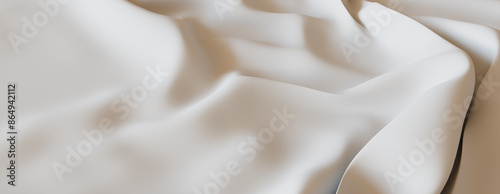 White Fabric with Wrinkles and Folds. Smooth Surface Banner.