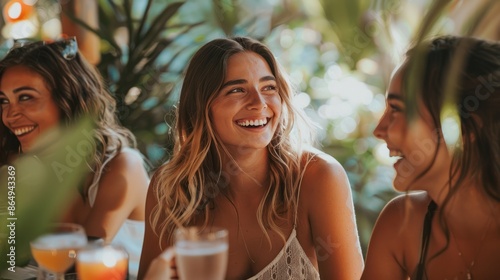 Image of a group of friends laughing and enjoying each other's company, their genuine connections creating a warm and inviting atmosphere photo