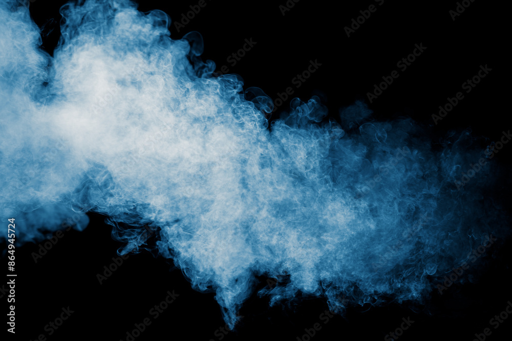 Fototapeta premium Blue smoke isolated black background
