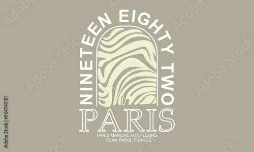 Paris Nineteen Eighty Two typography slogan with college varsity print for graphic tee t shirt or sweatshirt .