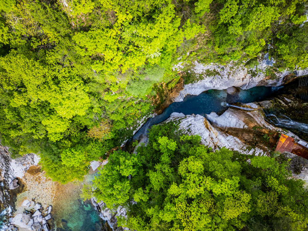 Waterfall and dam in the Julian Prealps. Crosis, pearl of Tarcento. Nature and engineering. Waterfall and dam in the Julian Prealps. Crosis, pearl of Tarcento. Nature and engineering.