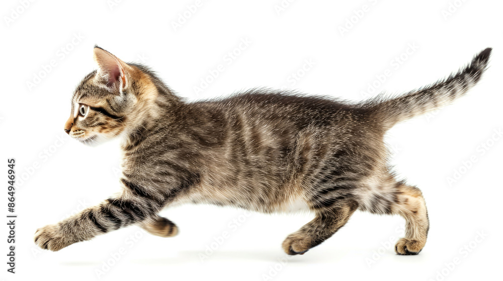 grey cat walk and run isolated on white background grey cat walk and run isolated on white background