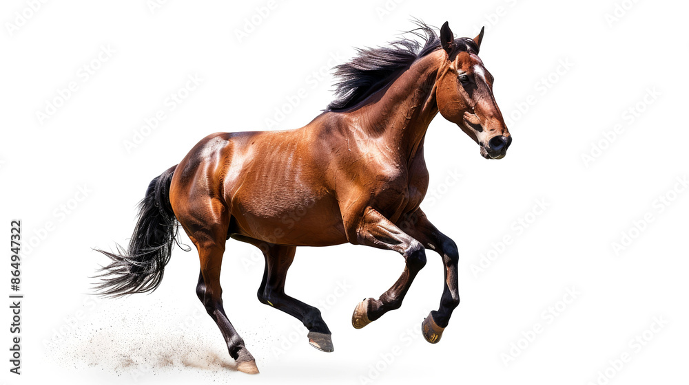 Beautiful Brown Horse Running Isolated On White Background Beautiful Brown Horse Running Isolated On White Background
